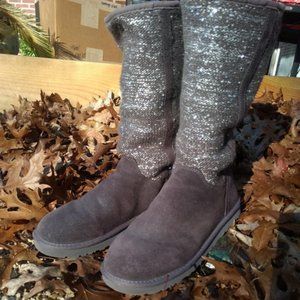 UGG Boots 9 Gray Silver Tall Stretch Upper